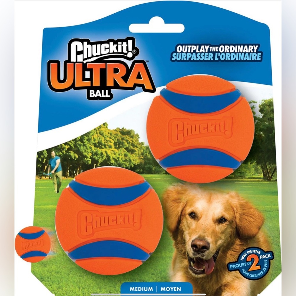 Chuckit! Ultra Rubber Ball 2-Pack Medium - Dog Toy - New